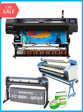 HP Latex 570 64" - Refurbished + GRAPHTEC FC9000-160 64" (162.6 CM) WIDE CUTTER - NEW + UPGRADED VING 63" FULL-AUTO LOW TEMP. WIDE FORMAT COLD LAMINATOR, WITH HEAT ASSISTED + FLEXI RIP SOFTWARE www.wideimagesolutions.com  34512.99
