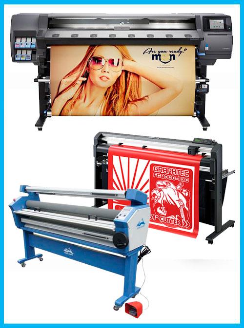 COMPLETE SOLUTION - HP Latex 360 64&quot; Printer - Refurbished (90 Days, 1, 2, 3 or 4 Years Warranty) + 54&quot; Graphtec FC8000-130 Vinyl Cutting Plotter (90 Days Warranty) + 55in Full-auto Wide Format Cold Laminator with Heat Assisted