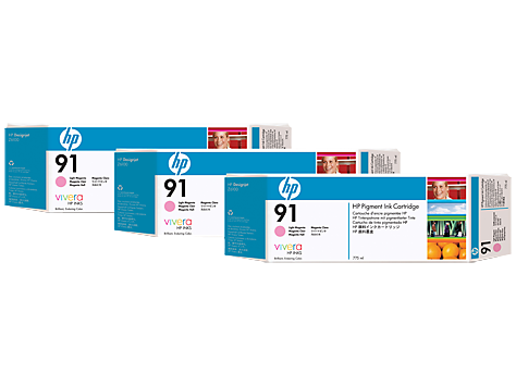 HP 91 3-pack Light Magenta DesignJet Pigment Ink Cartridges - C9487A www.wideimagesolutions.com Parts and Inks 990.24