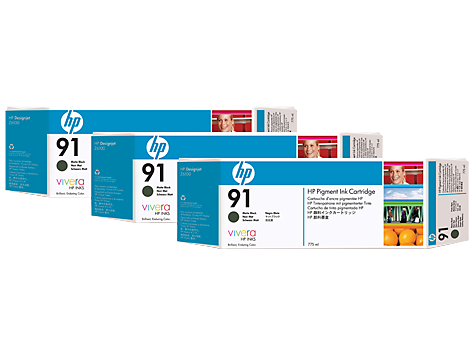 HP 91 3-pack Matte Black DesignJet Pigment Ink Cartridges - C9480A www.wideimagesolutions.com Parts and Inks 990.24