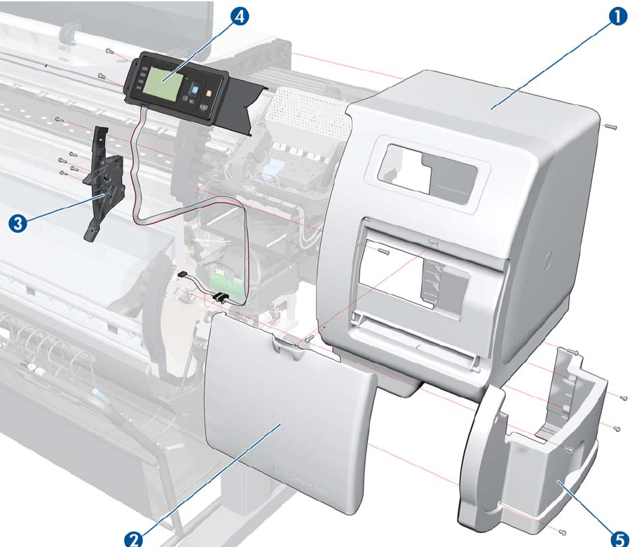 Cubierta del sistema de carga de rollos inteligente - Lados derecho e izquierdo - Para la serie DesignJet T7100 (CQ105-67018)