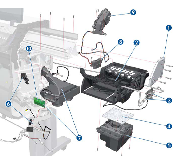 Conjunto de estación de servicio y cable para HP DesignJet serie T7100, T7200 (CQ105-67042) - NUEVO