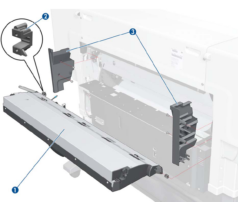 Conjunto de moldura trasera del lado izquierdo y derecho - Para la serie DesignJet T7100/T7200 (CQ105-67023)