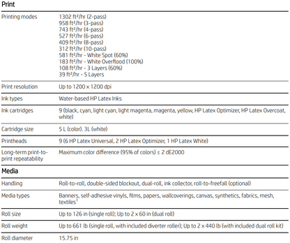 Impresora HP Latex 2700 W Plus de formato ancho de 126&quot; (79R37AW) - Nueva