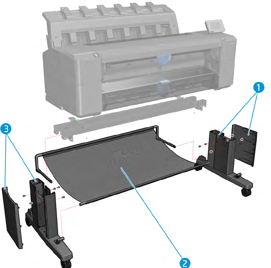 Conjunto de pata lateral FP con cubierta para HP DesignJet T920, T1500, T2500 y T3500 (CR357-67064)