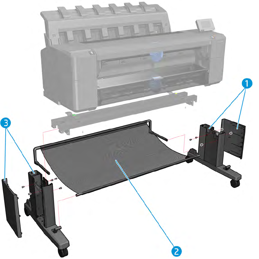 Conjunto de cesta para las series HP DesignJet T920, T930, T1500, T1530, T1600, T2500, T2530, T2600 y T3500 (CR357-67066)