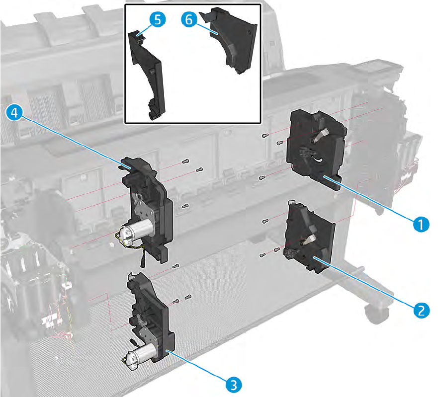Soporte de rebobinador inferior para las series HP DesignJet T920, T1500, T2500, T1600dr y T2600dr (CR357-67034)