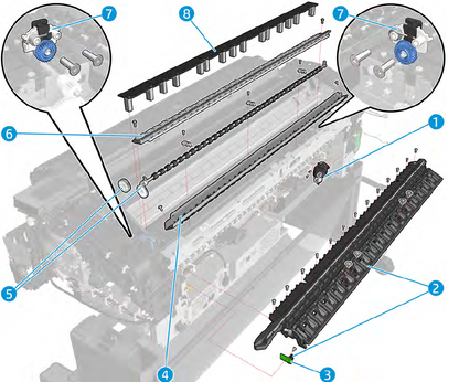 Segundo riel de rueda de estrella - Para las series HP DesignJet T920, T1500, T2500 y T3500 (CR357-67016)
