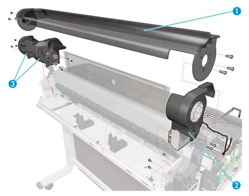 HP CQ890-67051 Left Roll Support with
Rewinder and Cover (Basic) (part number 3) www.wideimagesolutions.com Parts and Inks 65.39