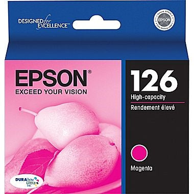 Cartucho de tinta magenta Epson 126 DURABrite de ultra alta capacidad para WorkForce 60, 435, 520, 545, 630, 633, 635, 645, 840, 845, WF-3520, WF-3540, WF-7010, WF-7510, WF-7520 y Stylus NX330, NX430 - T126320-S