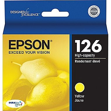 Cartucho de tinta amarilla Epson 126 DURABrite de ultra alta capacidad para WorkForce 60, 435, 520, 545, 630, 633, 635, 645, 840, 845, WF-3520, WF-3540, WF-7010, WF-7510, WF-7520 y Stylus NX330 y NX430 - T126420-S