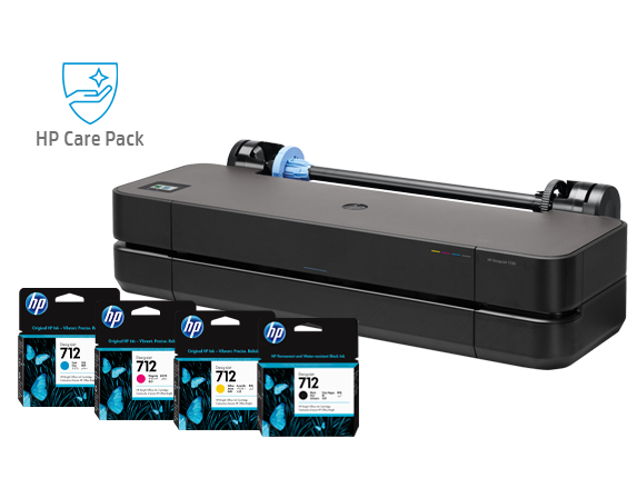 Impresora plotter inalámbrica de gran formato HP DesignJet T230 de 24" (5HB07A), cartuchos de tinta adicionales + 15 % de descuento en la garantía extendida de 3 años