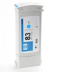 Cartucho de tinta UV DesignJet cian HP 83 de 680 ml para plotters HP DesignJet 5000 y 5500 - C4941A (parcialmente usado)