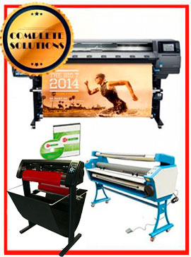 COMPLETE SOLUTION - Plotter HP Latex 360 - Refurbished - (1 Year Warranty) + 55" Full-Auto Low Temp. Cold Laminator, With Heat Assisted - New + 53" 3 ARMS Contour Cut Vinyl Cutter w/ VinylMaster Cut Software - New -  Includes Flexi RIP Software www.wideimagesolutions.com Complete Solutions 12419.99