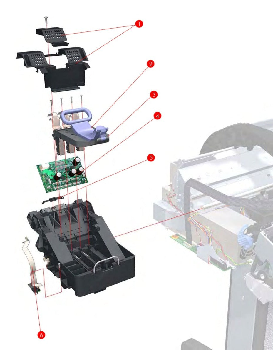 Cubierta del carro para las series HP DesignJet 111, T1120, T1200, T1300, T2300, T620 y Z2600 (CK837-67002)