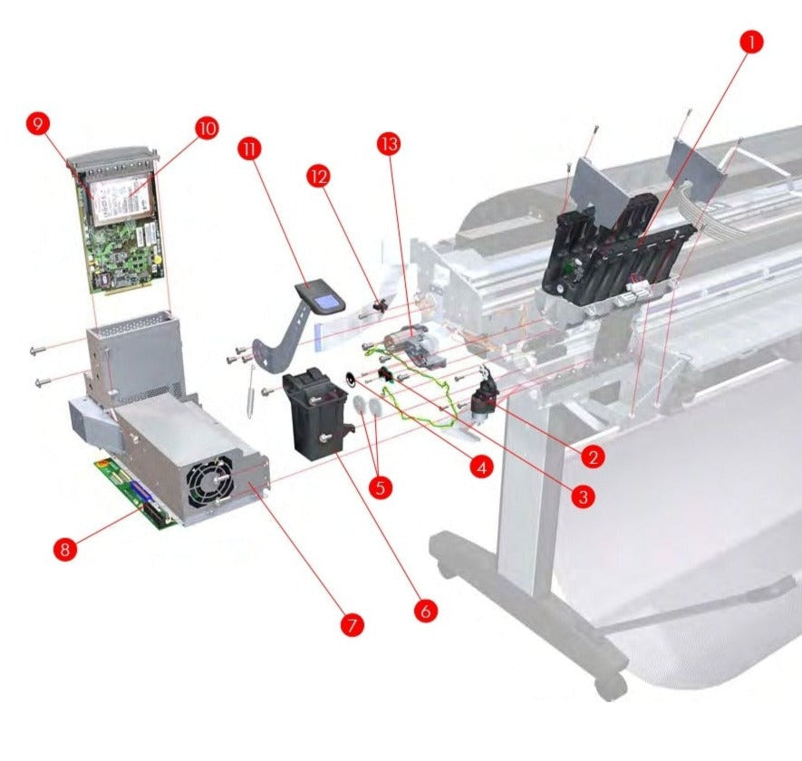 Sensor codificador con disco para impresoras HP DesignJet T1120SD, T1120, T1200, T620, T770, T2300 y T7100 (CK837-67020) - Reacondicionado