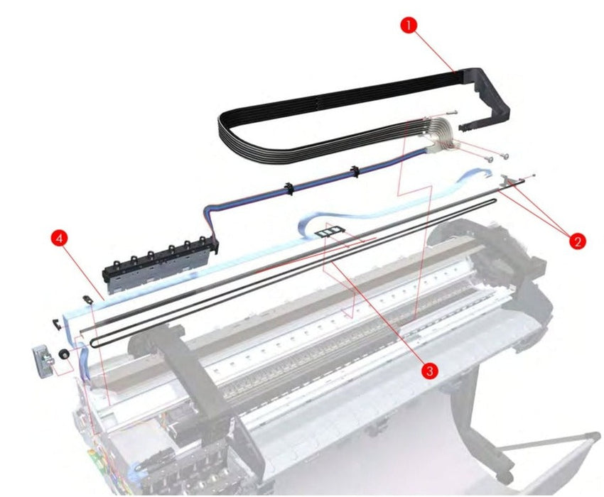 Tubos de suministro de tinta para las impresoras HP Designjet T1120, T610 y T790 (CK837-67014) - Nuevo