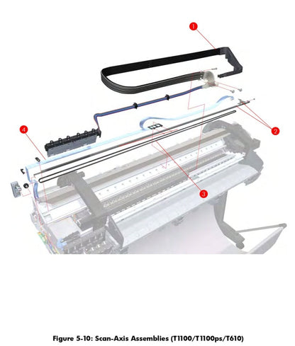 Correa del carro del eje de escaneo para las series HP DesignJet T1100, T1120, T610, Z2100, Z3100 y Z3200 (Q6659-60175) - Nueva