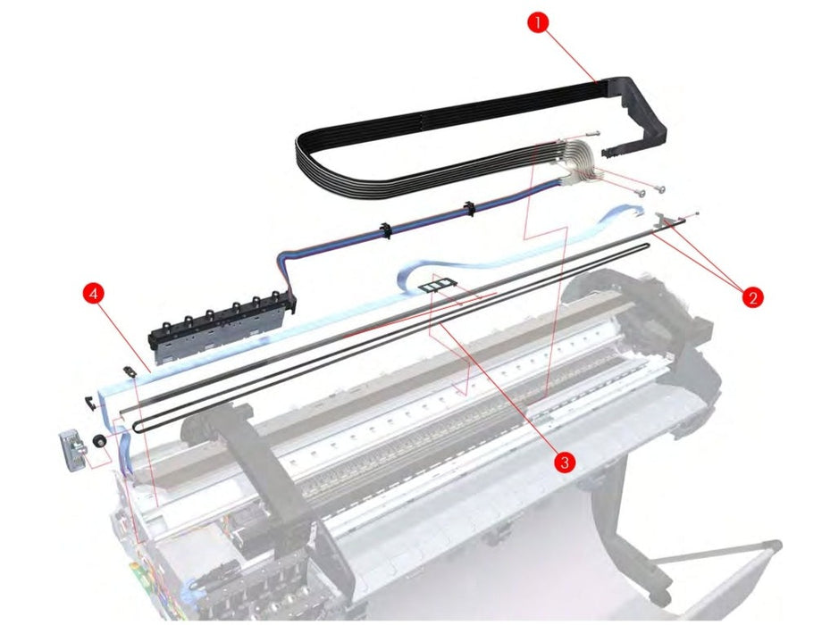 Tubos de suministro de tinta para los plotters HP DesignJet T1100, T1100ps y T610 de 44" (Q6687-60059) - Nuevos