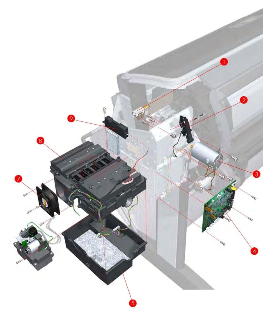 Engrasador de riel de carro para plotters HP Designjet T620, T770, T790, T920, T1120, T1200, T1300, T1500, T1600, T2300, T2500, T2600, T3500, Z5200, T7100, Z6, Z9+ (Q6675-60043) - Nuevo
