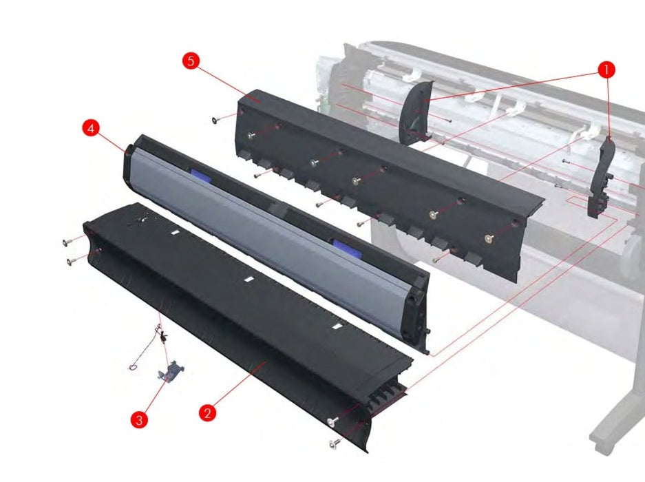 Soportes de bandeja trasera para las series HP DesignJet Z3200, T1100, T1120 y T610 (Q6683-60207)