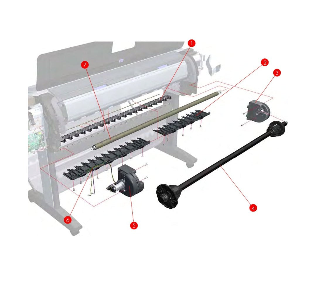 Soporte de eje izquierdo para HP DesignJet T1100, T610 Series (Q6687-60082)