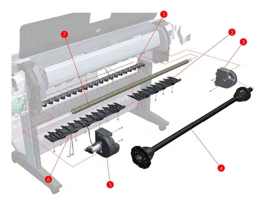 Soporte de husillo lateral derecho para plotters HP DesignJet T1100 y T610 de 44" (Q6687-67004) - Nuevo
