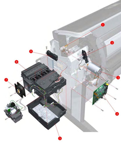 Conjunto de motor de carro (eje de escaneo) para impresoras HP DesignJet T1120 y T620 (CK837-67015) - Nuevo
