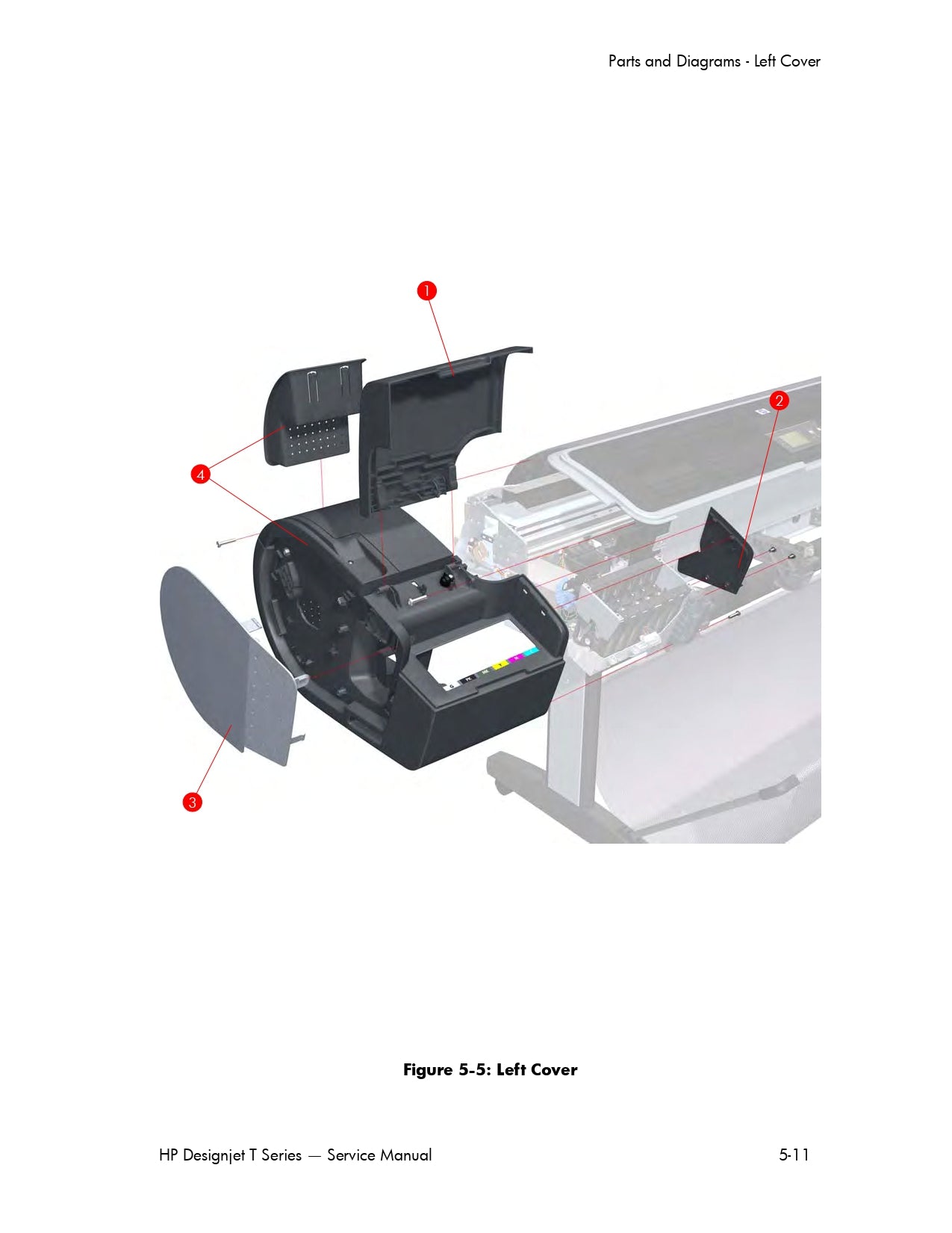 Q6683-60202 Conjunto de cubierta izquierda - Para la serie de impresoras DesignJet T1100/T610 