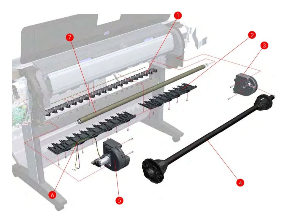 Soporte de husillo derecho para las series HP DesignJet T620 y T1120 (CK839-67002)