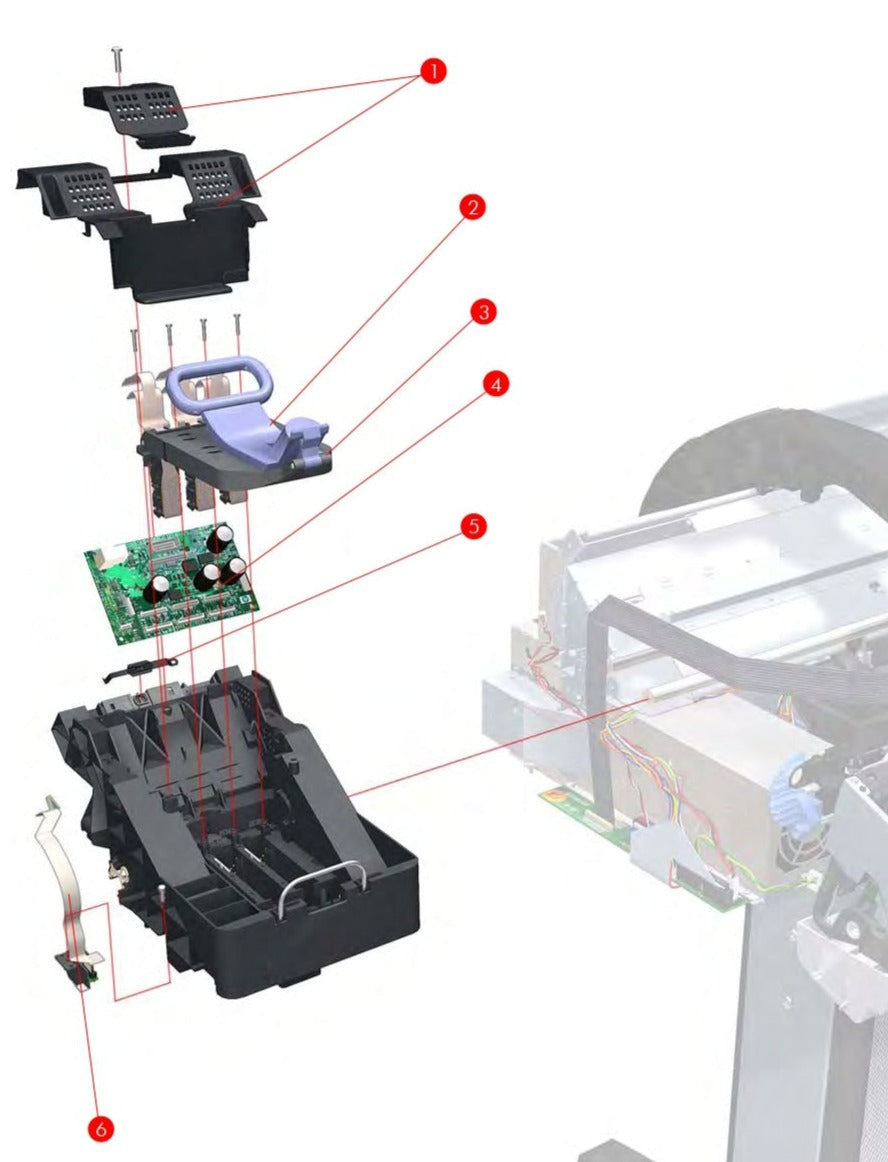 Pestillo del carro para las series HP DesignJet T1120, T620, T770 y T2300 (CK837-67001)