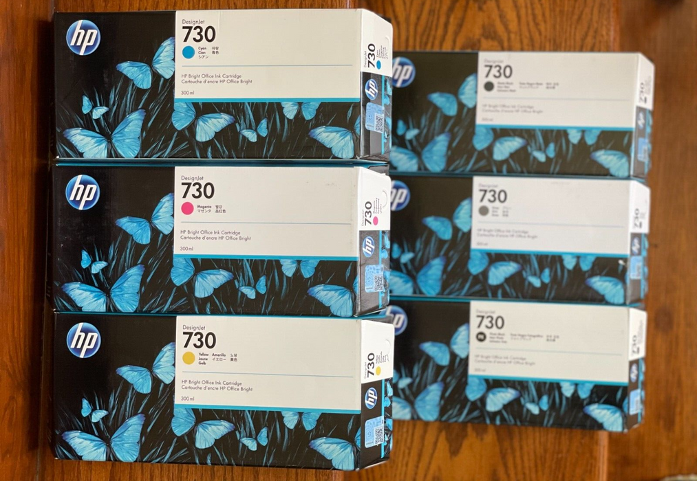 6 NUEVOS TINTAS HP Designjet T1600 T1700 T2600 / HP 728 730 ORIGINALES (FECHA 2024+) 300ML