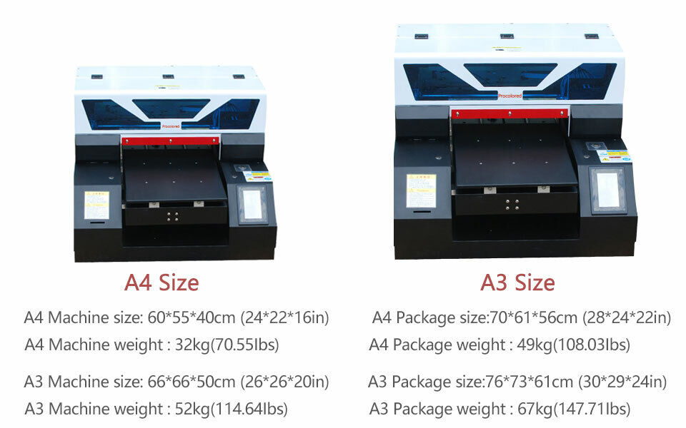 Impresoras UV DTG automáticas de cama plana A4/A3 para imprimir camisetas, fundas de teléfono y madera.