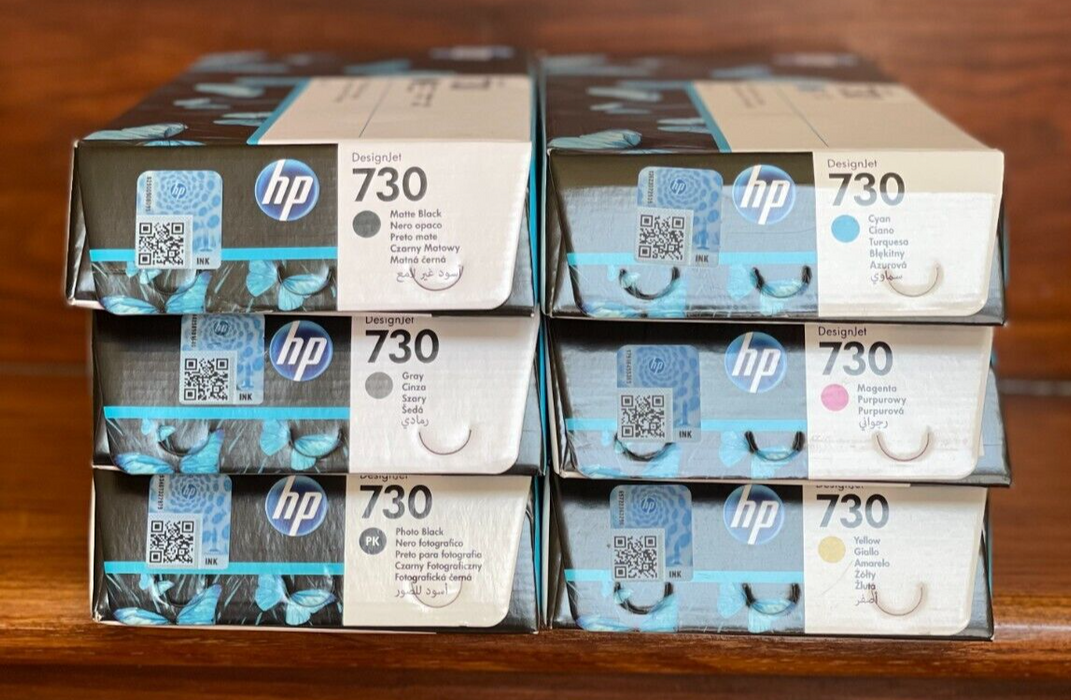 6 NUEVOS TINTAS HP Designjet T1600 T1700 T2600 / HP 728 730 ORIGINALES (FECHA 2024+) 300ML