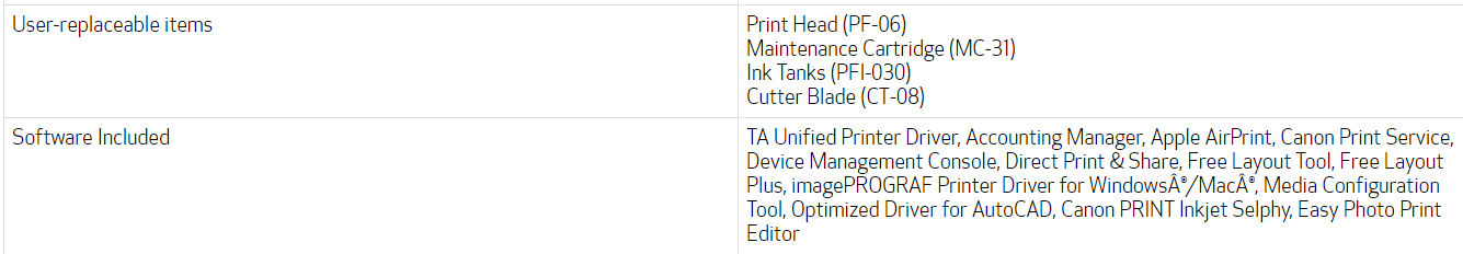 Impresora Canon imagePROGRAF TA-30 de 36&quot; de gran formato con soporte